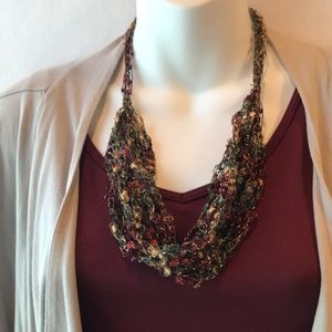 Handmade fiber art necklace
